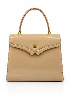 Vintage Givenchy Beige Leather Top Handle Handbag Structured Kelly Style Bag